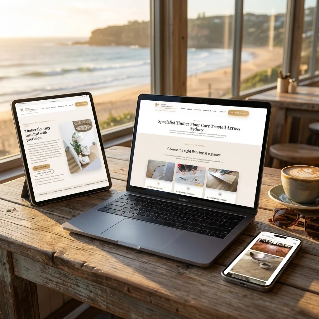 Perfect Timber Flooring Custom Website Design Showcase on Apple Devices